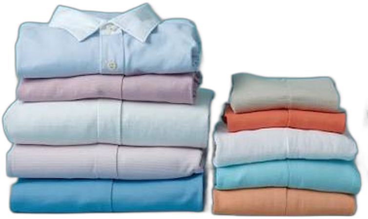 Neat stacks of freshly washed and folded shirts and tees